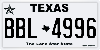 TX license plate BBL4996