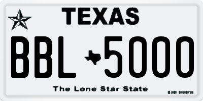 TX license plate BBL5000