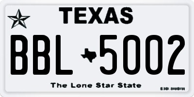 TX license plate BBL5002