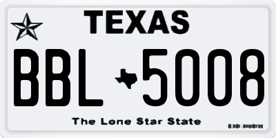 TX license plate BBL5008