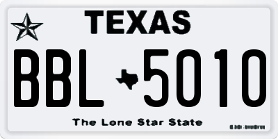 TX license plate BBL5010