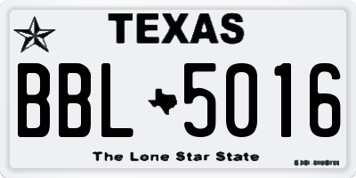 TX license plate BBL5016