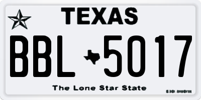 TX license plate BBL5017