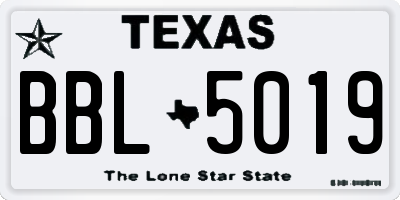 TX license plate BBL5019