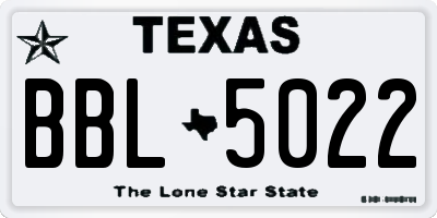 TX license plate BBL5022