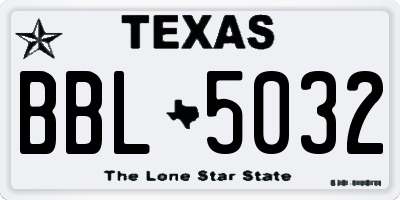 TX license plate BBL5032
