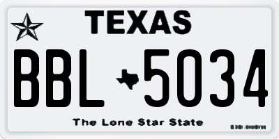 TX license plate BBL5034