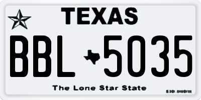 TX license plate BBL5035