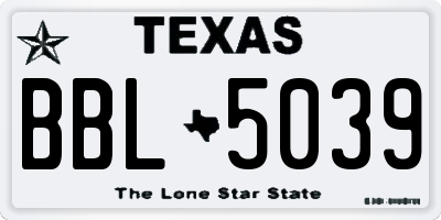 TX license plate BBL5039