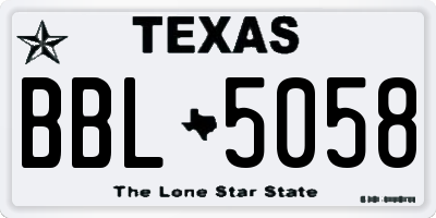 TX license plate BBL5058