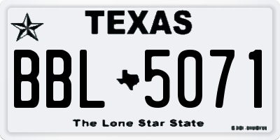 TX license plate BBL5071
