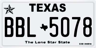 TX license plate BBL5078