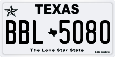 TX license plate BBL5080