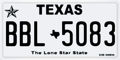 TX license plate BBL5083