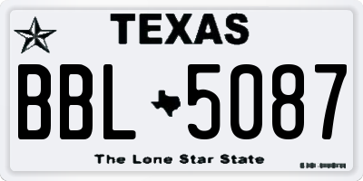 TX license plate BBL5087