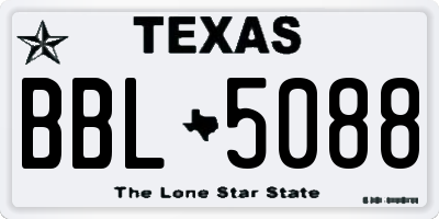 TX license plate BBL5088