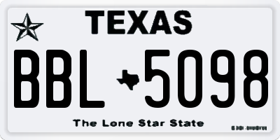 TX license plate BBL5098