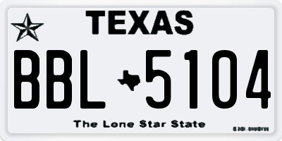 TX license plate BBL5104