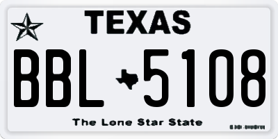 TX license plate BBL5108