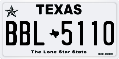 TX license plate BBL5110