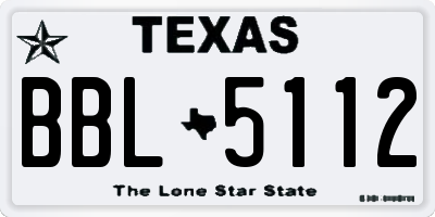 TX license plate BBL5112
