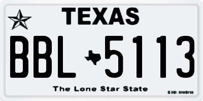 TX license plate BBL5113