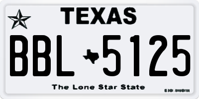 TX license plate BBL5125