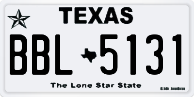 TX license plate BBL5131