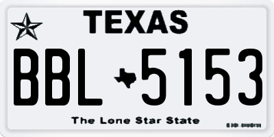 TX license plate BBL5153