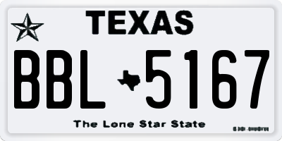 TX license plate BBL5167
