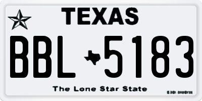 TX license plate BBL5183