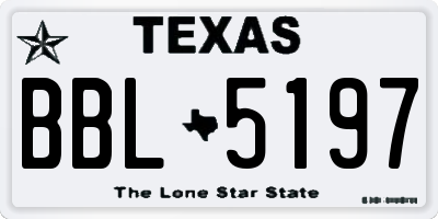 TX license plate BBL5197