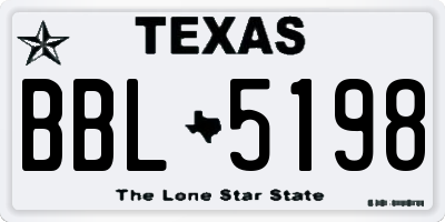 TX license plate BBL5198
