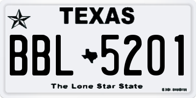 TX license plate BBL5201