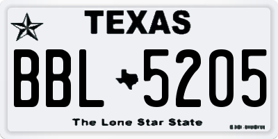 TX license plate BBL5205