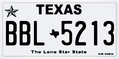 TX license plate BBL5213
