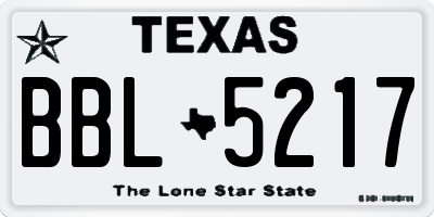 TX license plate BBL5217
