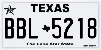TX license plate BBL5218