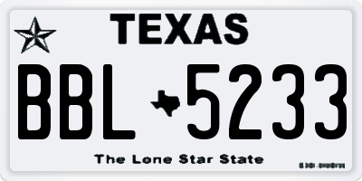 TX license plate BBL5233