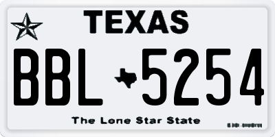 TX license plate BBL5254