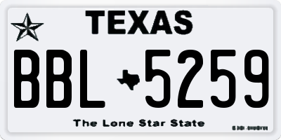 TX license plate BBL5259