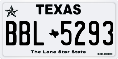 TX license plate BBL5293