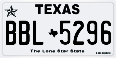 TX license plate BBL5296