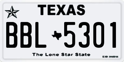 TX license plate BBL5301