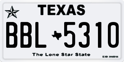 TX license plate BBL5310