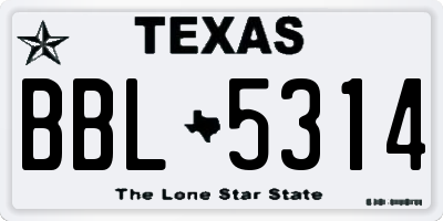 TX license plate BBL5314