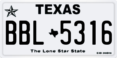 TX license plate BBL5316