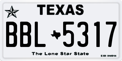 TX license plate BBL5317