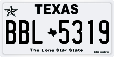 TX license plate BBL5319