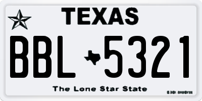 TX license plate BBL5321
